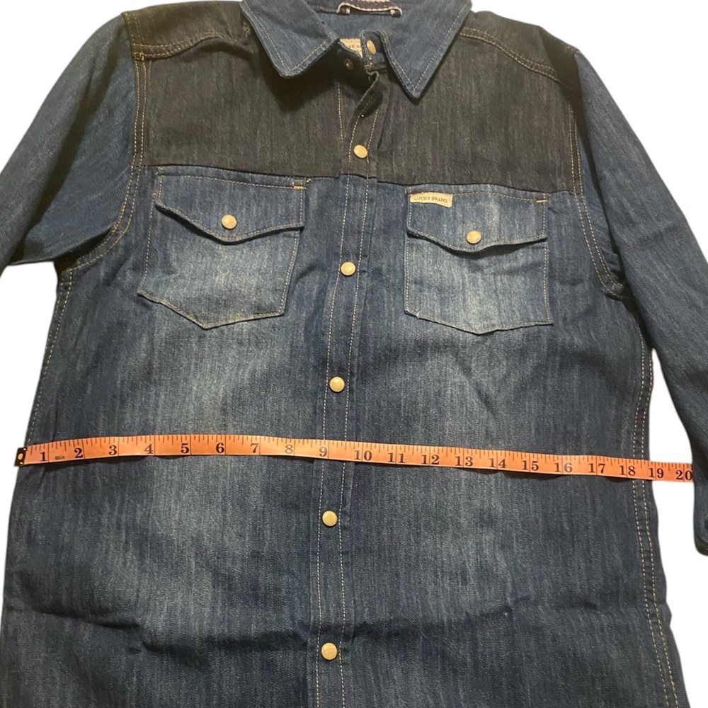 Lucky Brand, Denim Button Down Shirt, Two Tone Denim, Long Sleeve, Large… - Picture 6 of 15
